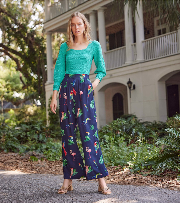 FINAL SALE Hatley Wide Leg Tropical Bird Pants