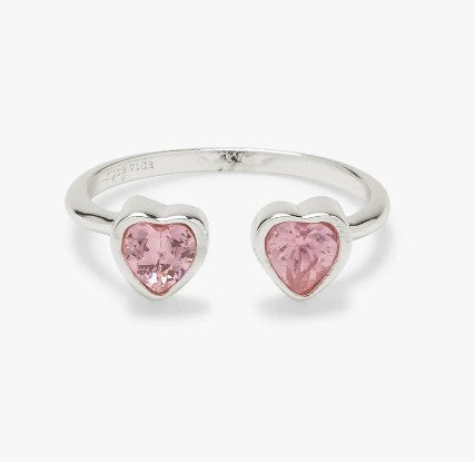 FINAL SALE Pura Vida Twin Hearts Gemstone Ring - Silver