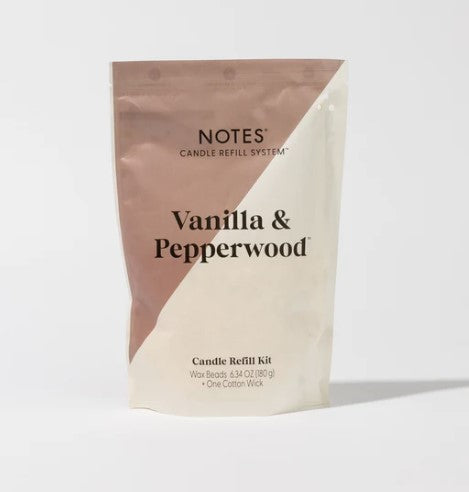 Notes - Vanilla And Pepperwood Candle Refill Kit