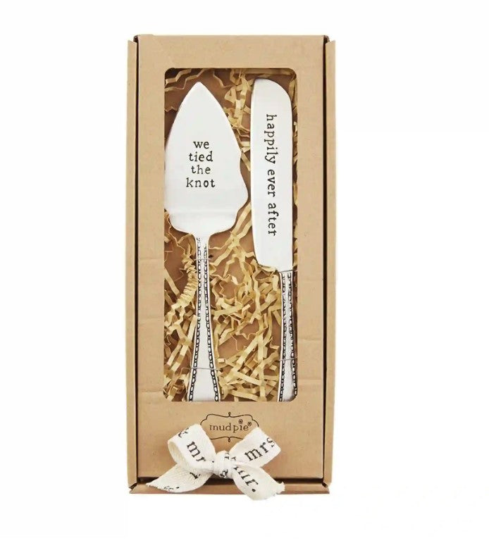 FINAL SALE Mud Pie Wedding Cake Serving Utensil Set
