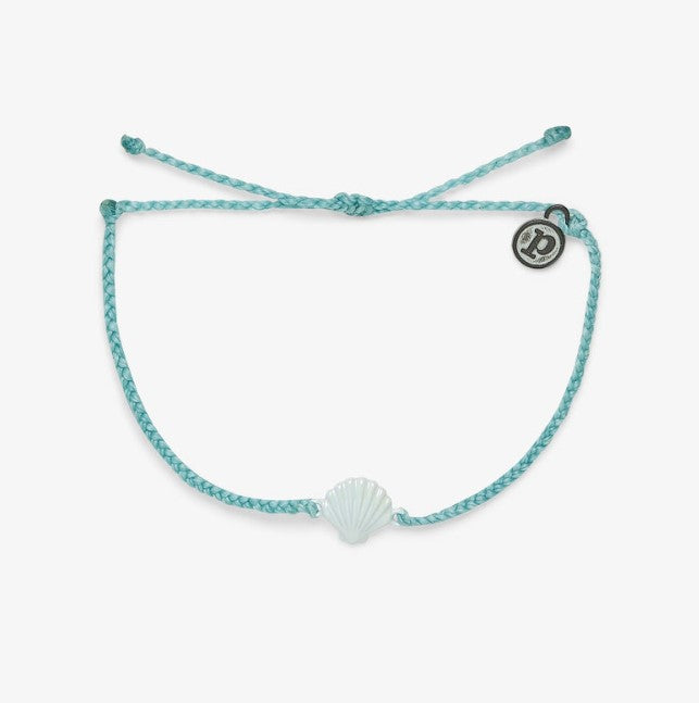 Pura Vida Iridescent White Shell Charm Bracelet - Ice Blue Cord