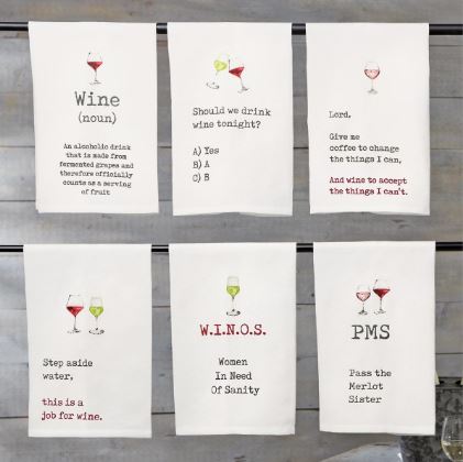 Mud Pie Wine Hand Towels - 6 Styles