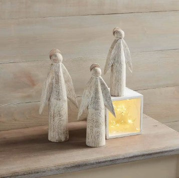 FINAL SALE Mud Pie  White Wood Angel Sitters- 3 Sizes